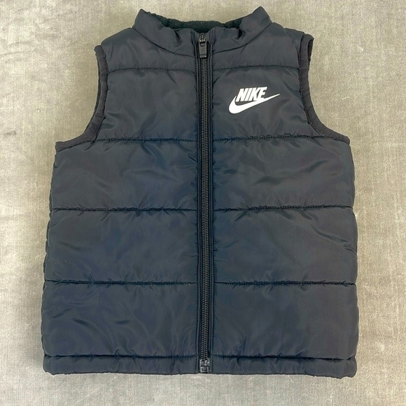 NIKE Boys Black Puffer Vest Full Zip Swoosh‎ Logo SZ 24 months - Picture 1 of 6